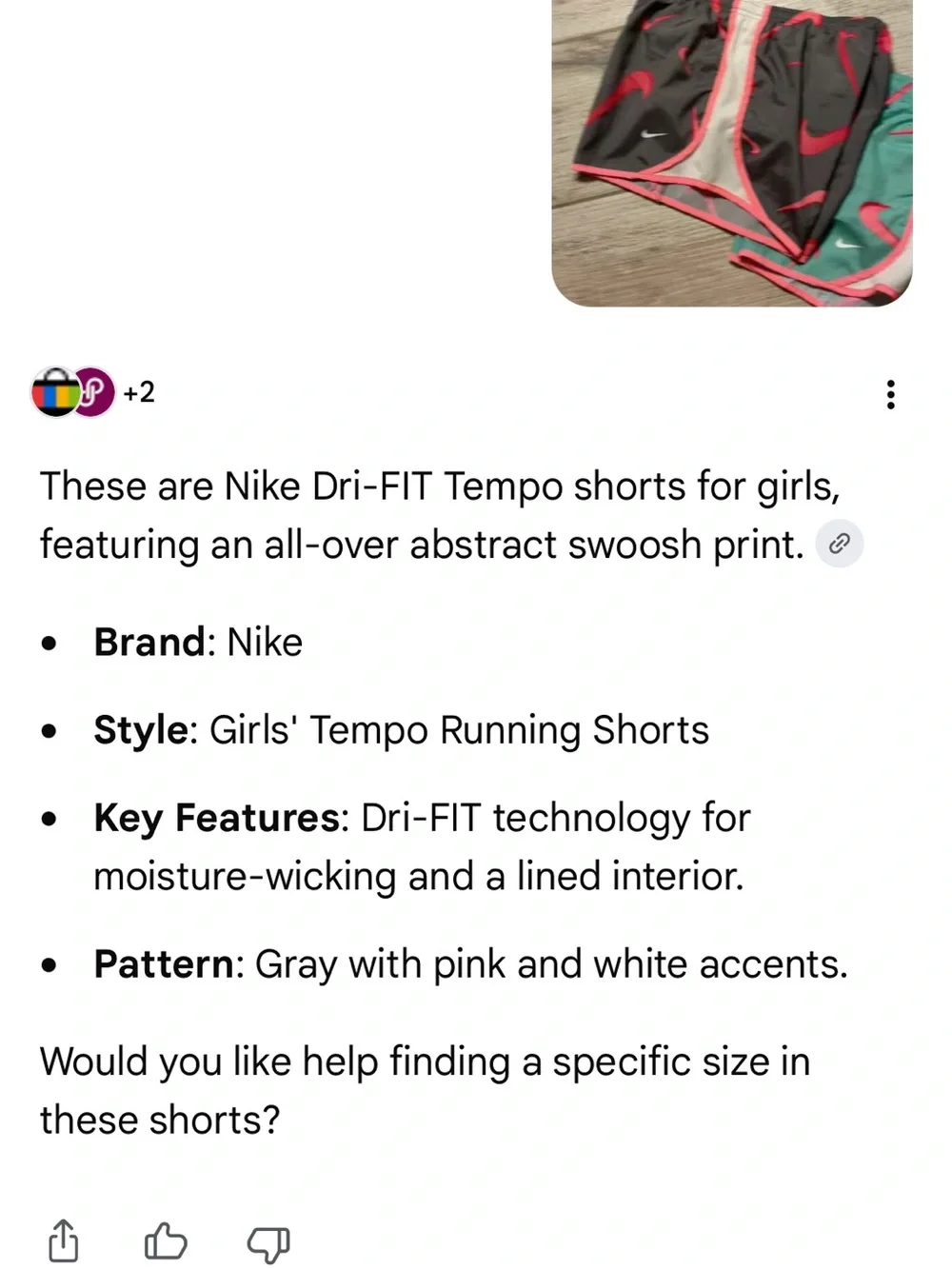 Nike Tempo Girl Large Shorts (3 Pairs) New Condition
